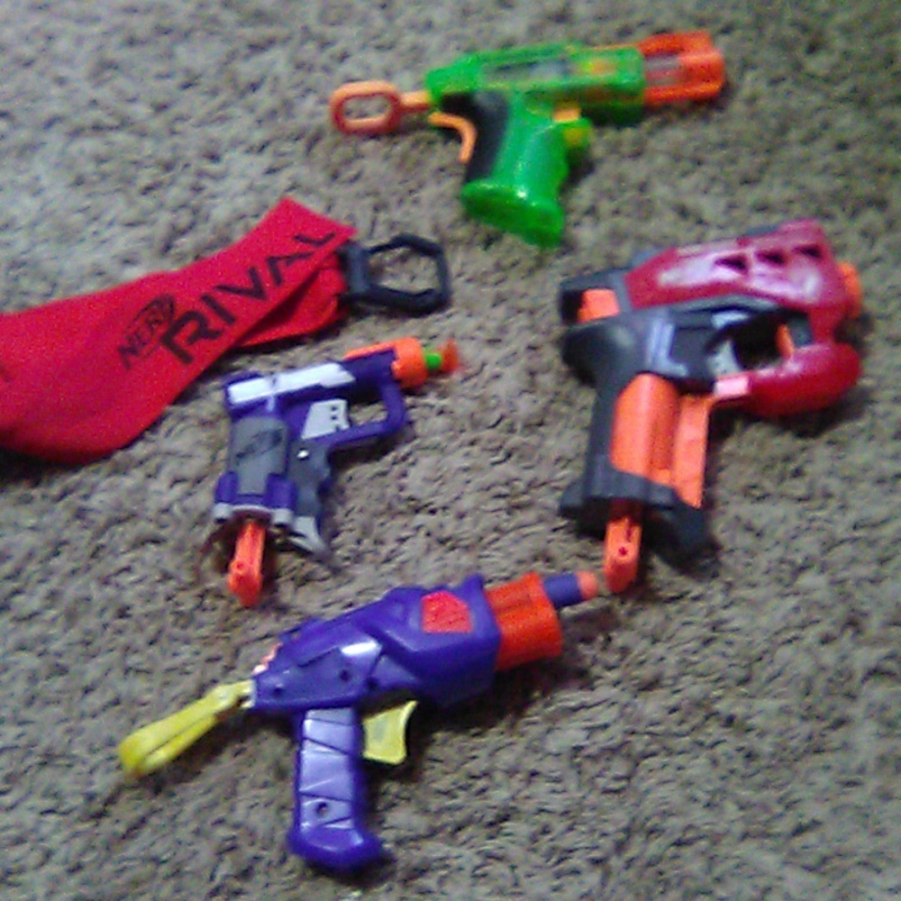 A bundle of Nerf guns